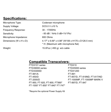 Yaesu M-70 Desktop Microphone