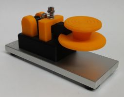 Orange Micro Morse Code Key With Skirt & 1/4 Aluminium Base