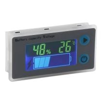 Battery Capacity Monitor 10-100V Programmable Battery Level Voltage Temperature Meter Gauge 12V 24V 36V 48V LCD Display Percentage Indicator