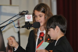 Sandringham pupils Jessica Leigh and Hugo Booth make history by making the first amateur radio call from the UK to a British astronaut, Tim Peake on the International space station